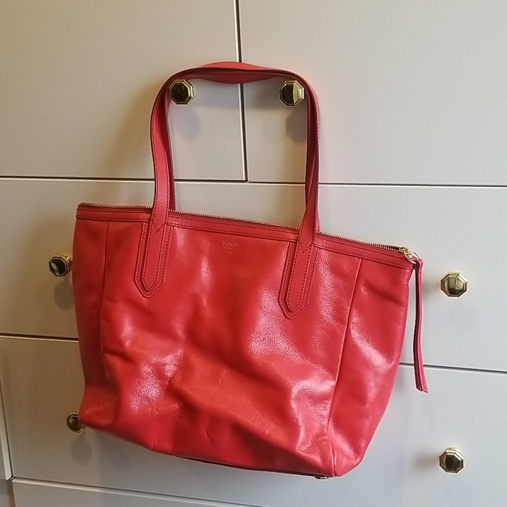 Authentic fossil leather tote